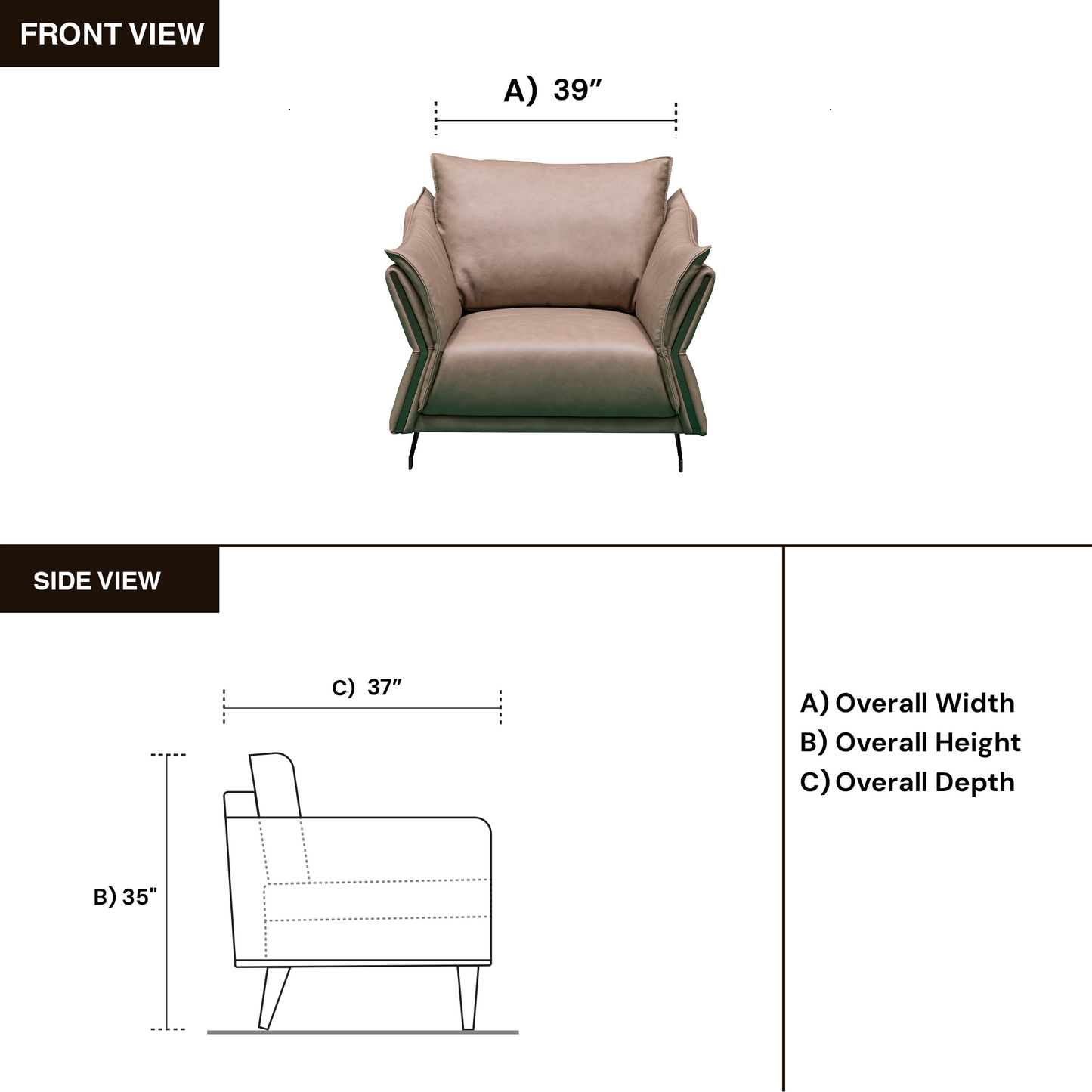 Klaussner Giada Leather Chair in Brown