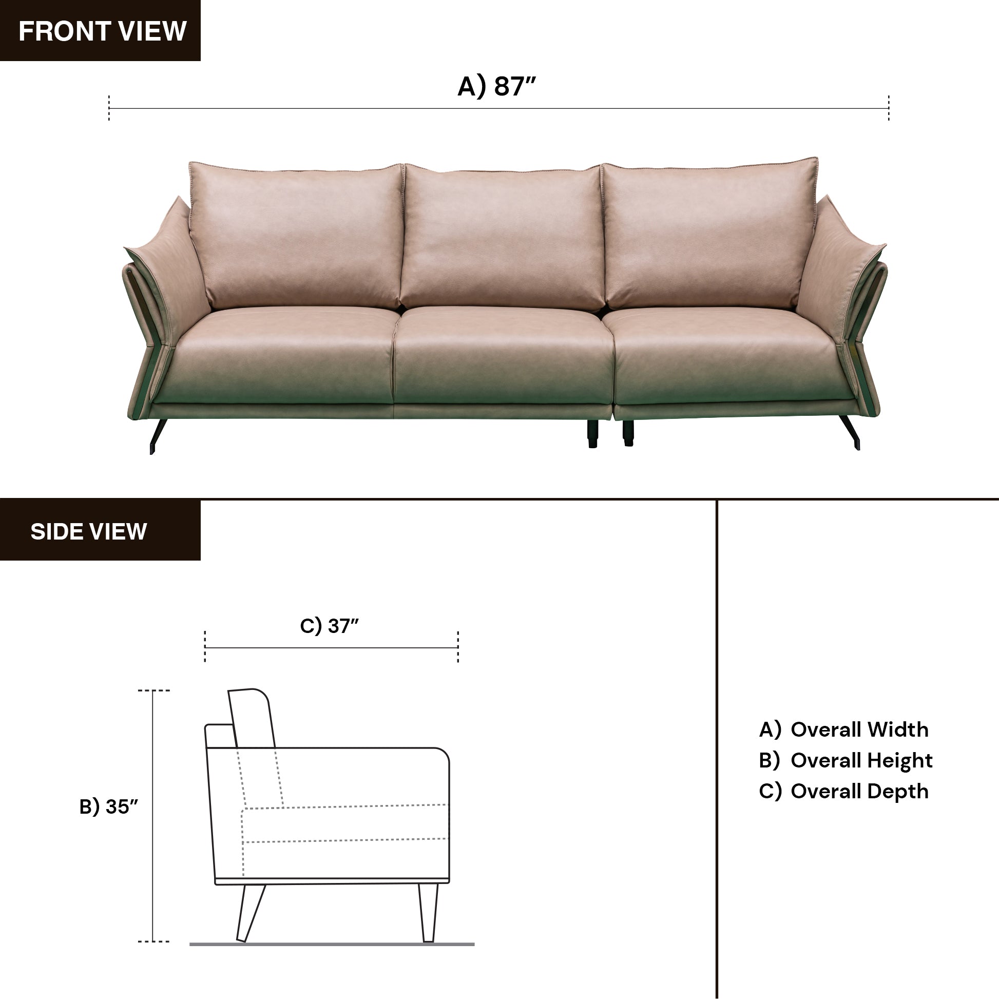 Klaussner Giada 3-Seater Brown Leather Sofa – Comfort Design Furniture