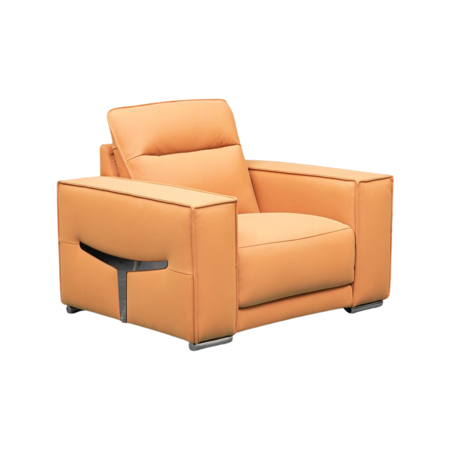 Klaussner Grazia Orange Leather Chair with Track Arms