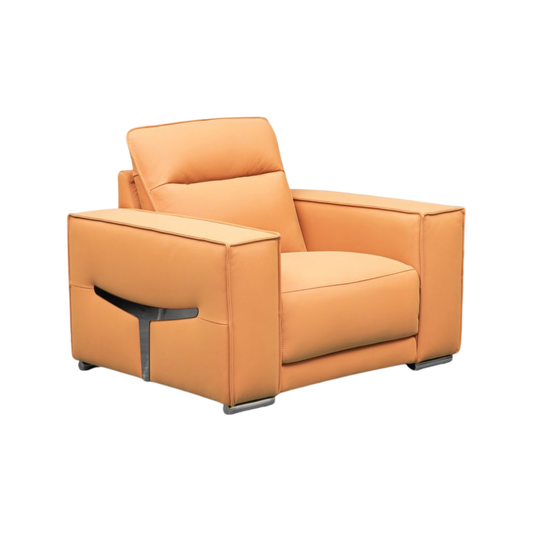 Klaussner Grazia Orange Leather Chair with Track Arms