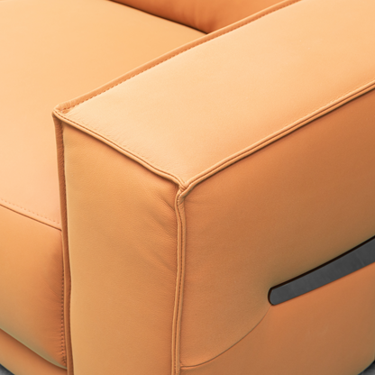 Klaussner Grazia Orange Leather Chair with Track Arms-Comfortfurniture