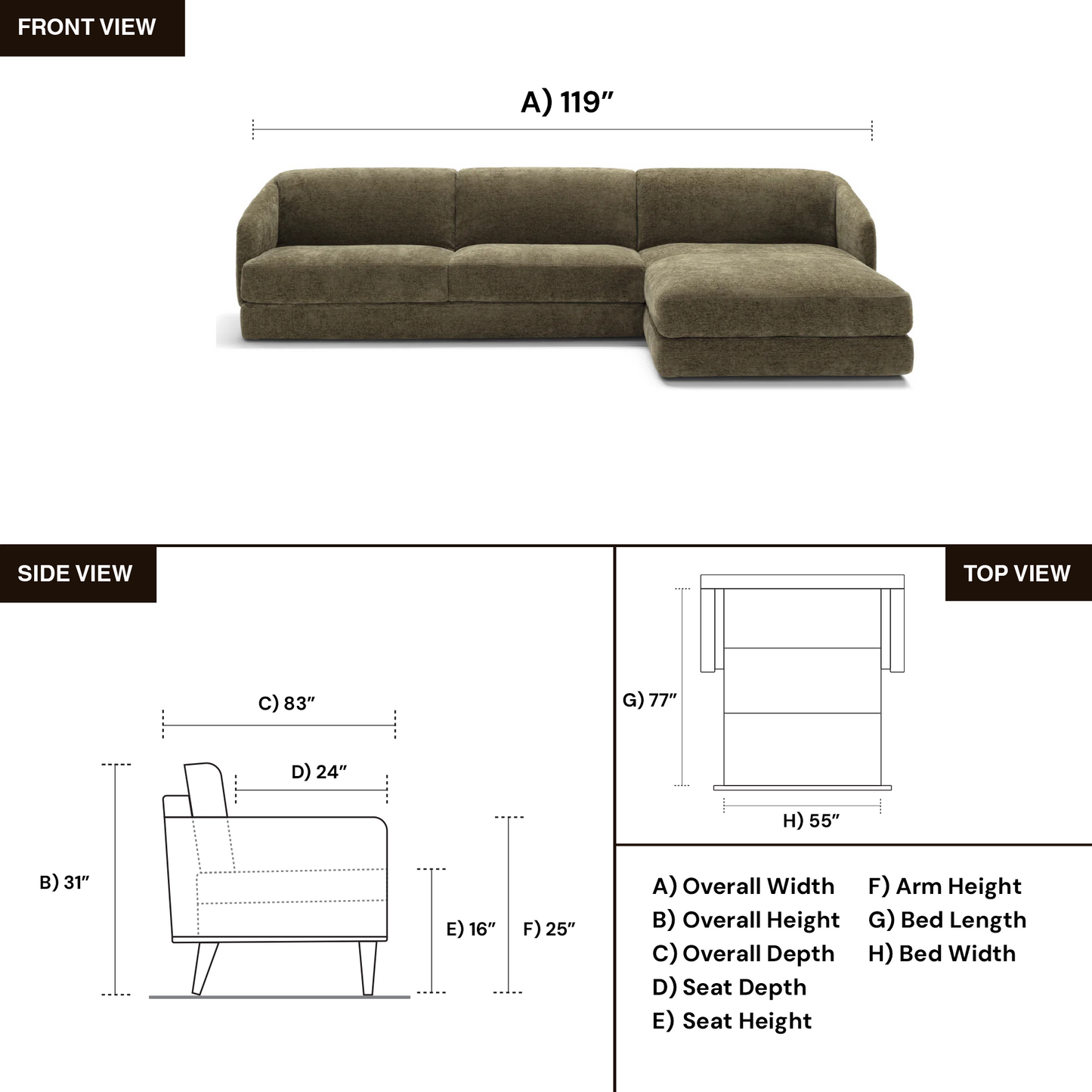 Klaussner Italia Cantico Sleeper with Chaise