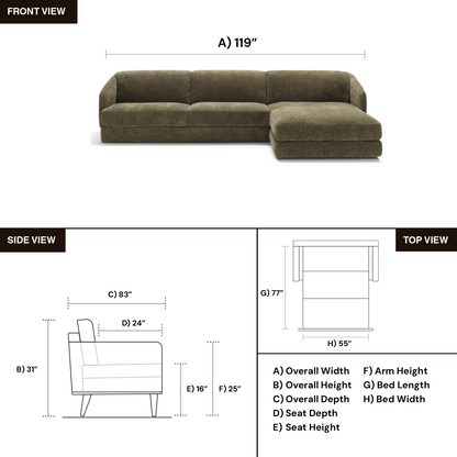 Klaussner Italia Cantico Sleeper with Chaise
