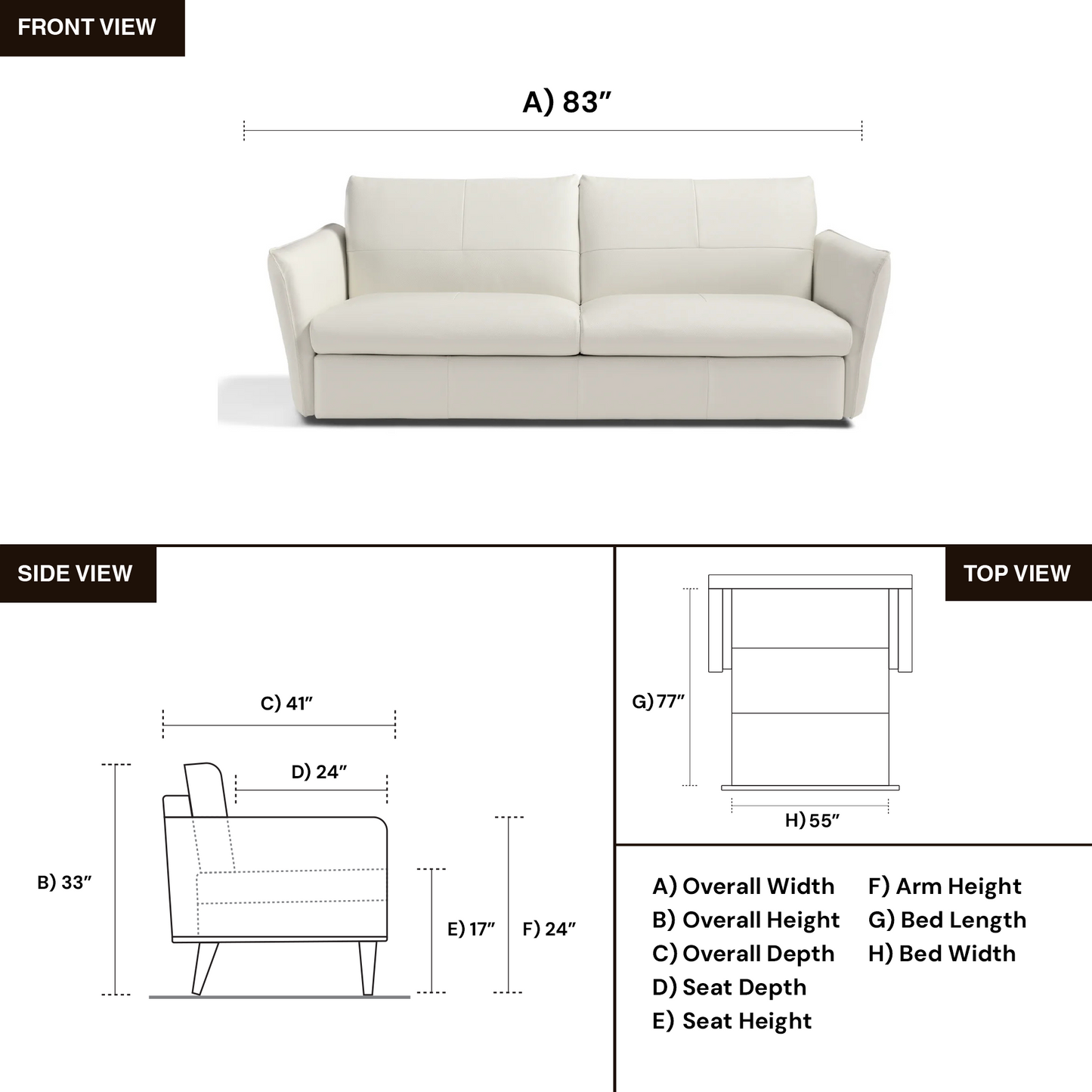 Klaussner Italia La Casa Leather Sleeper Sofa