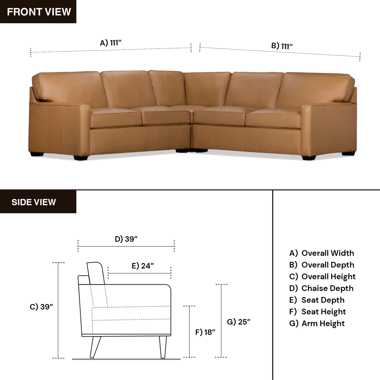 Klaussner Kenton L- Shaped Leather Sectional Sofa