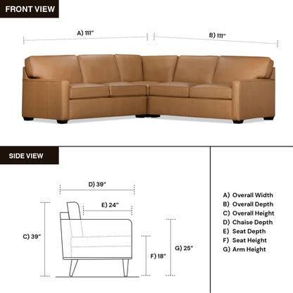 Klaussner Kenton L- Shaped Leather Sectional Sofa