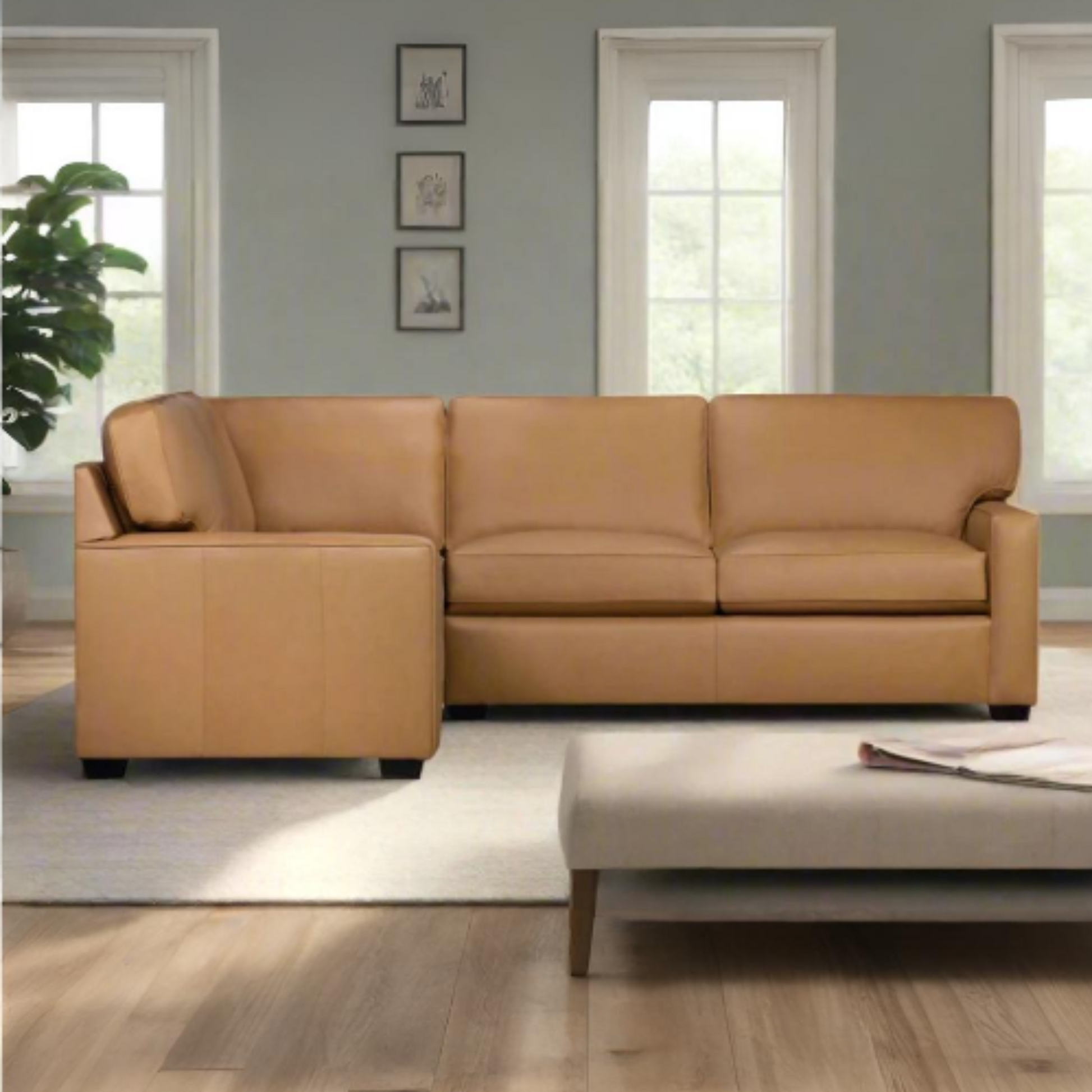 Klaussner Kenton L- Shaped Leather Sectional Sofa-ComfortDesign