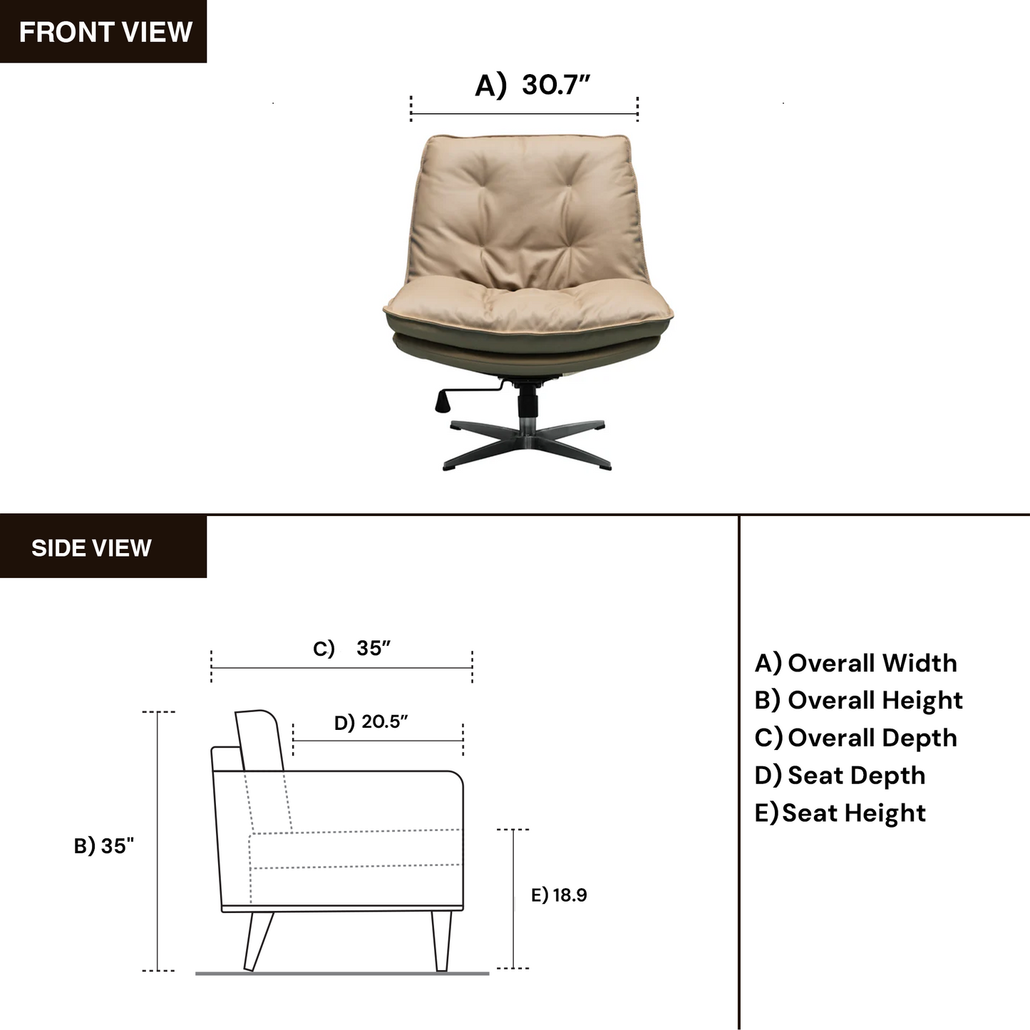 Klaussner Lenvoro Leather Swivel Chair