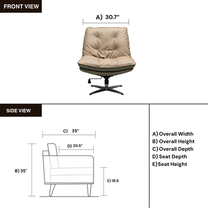 Klaussner Lenvoro Leather Swivel Chair