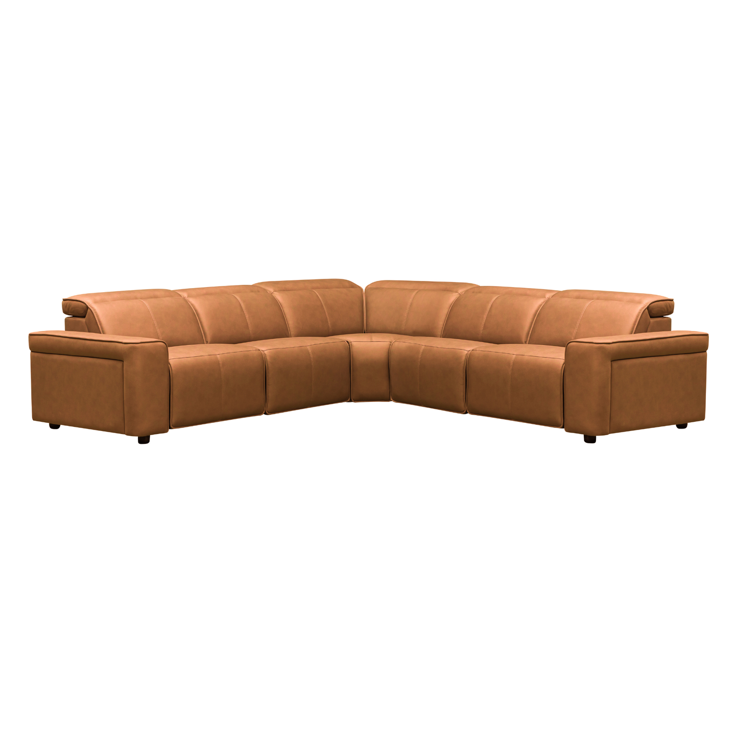 Klaussner Lorenzo Leather 6-Piece Recliner Sectional With Power Footrest & Headrest