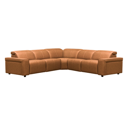Klaussner Lorenzo Leather 6-Piece Recliner Sectional With Power Footrest & Headrest
