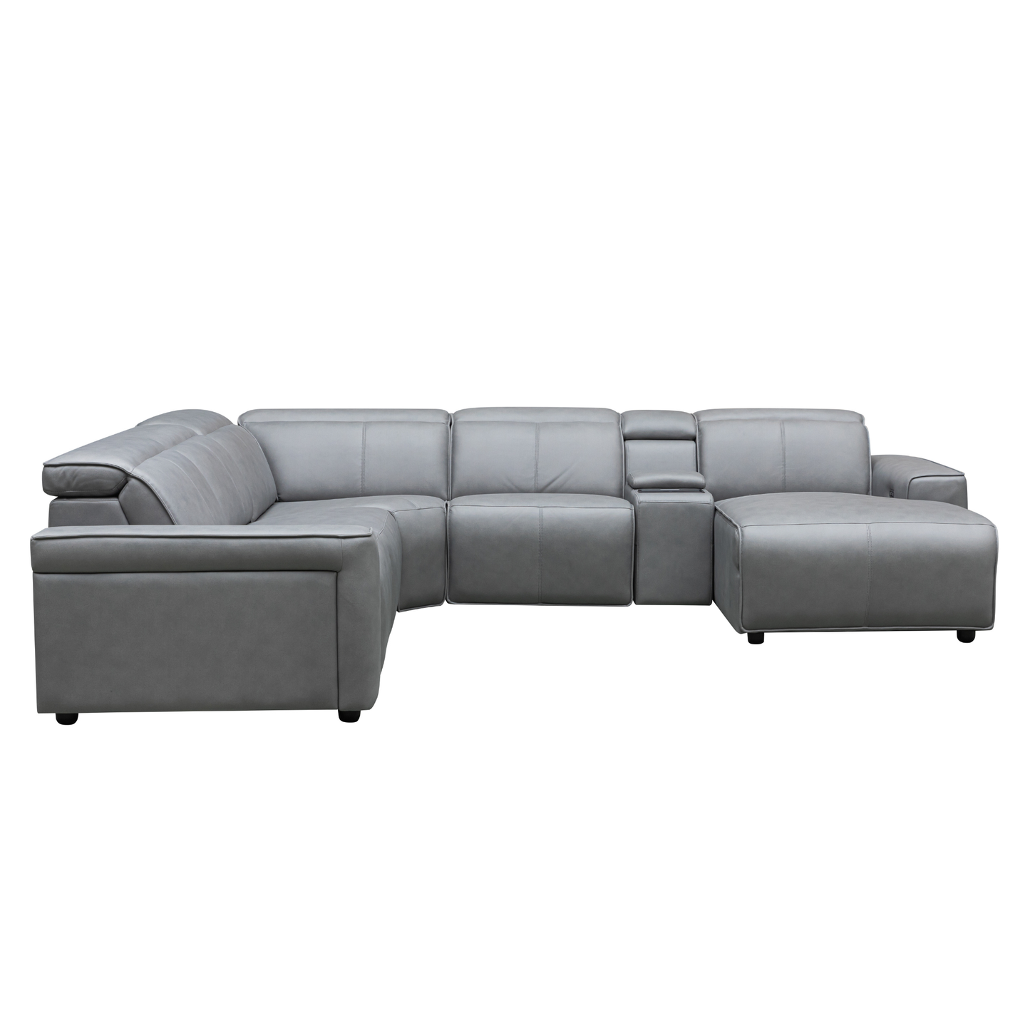 Klaussner Lorenzo Leather 6-Piece Recliner Sectional With Power Footrest & Headrest
