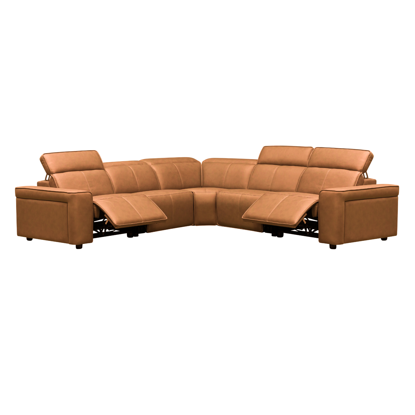Klaussner Lorenzo Leather 6-Piece Recliner Sectional With Power Footrest & Headrest