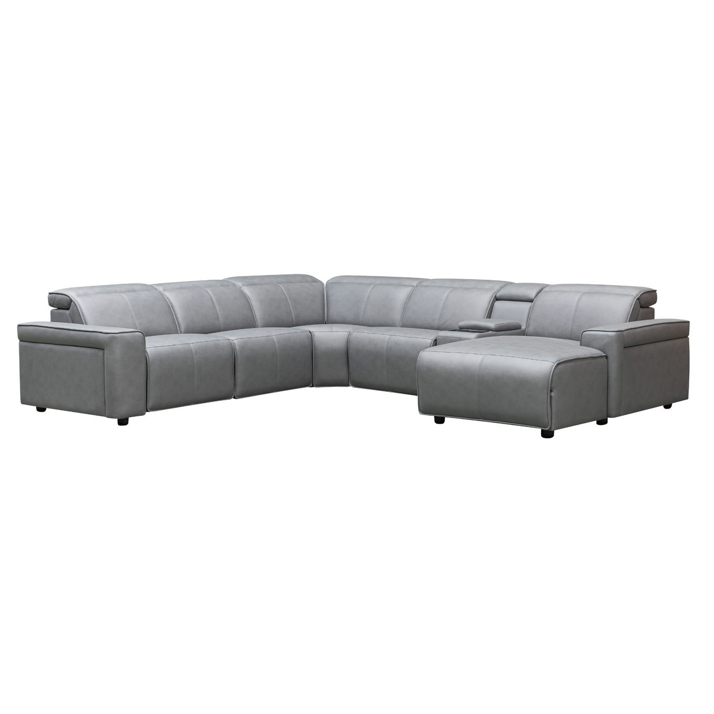 Klaussner Lorenzo Leather 6-Piece Recliner Sectional With Power Footrest & Headrest