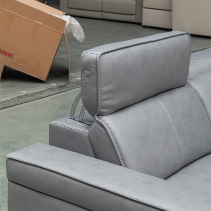 Klaussner Lorenzo Leather 6-Piece Recliner Sectional With Power Footrest & Headrest