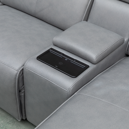 Klaussner Lorenzo Leather 6-Piece Recliner Sectional With Power Footrest & Headrest
