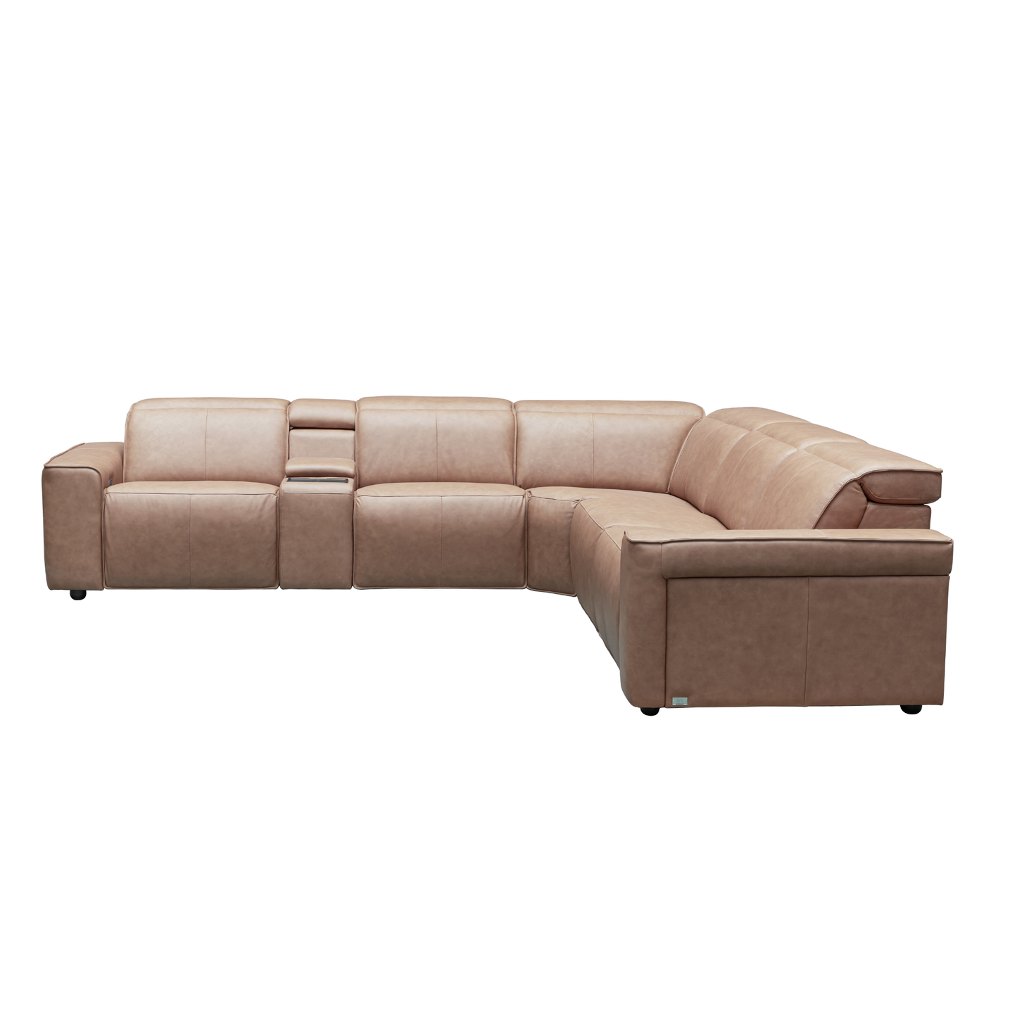 Klaussner Lorenzo Leather 6-Piece Recliner Sectional With Power Footrest & Headrest