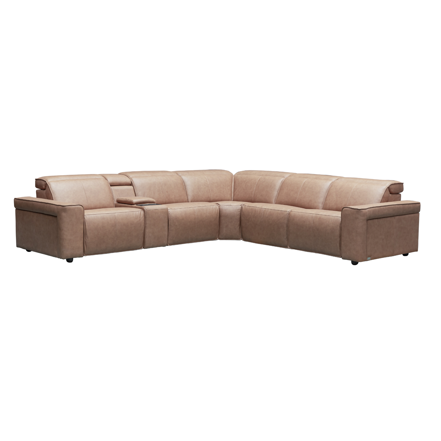 Klaussner Lorenzo Leather 6-Piece Recliner Sectional With Power Footrest & Headrest
