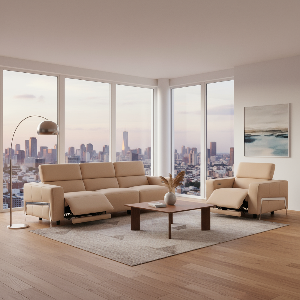 Klaussner Luca Leather Power Reclining 3-Seater Sofa With Chair