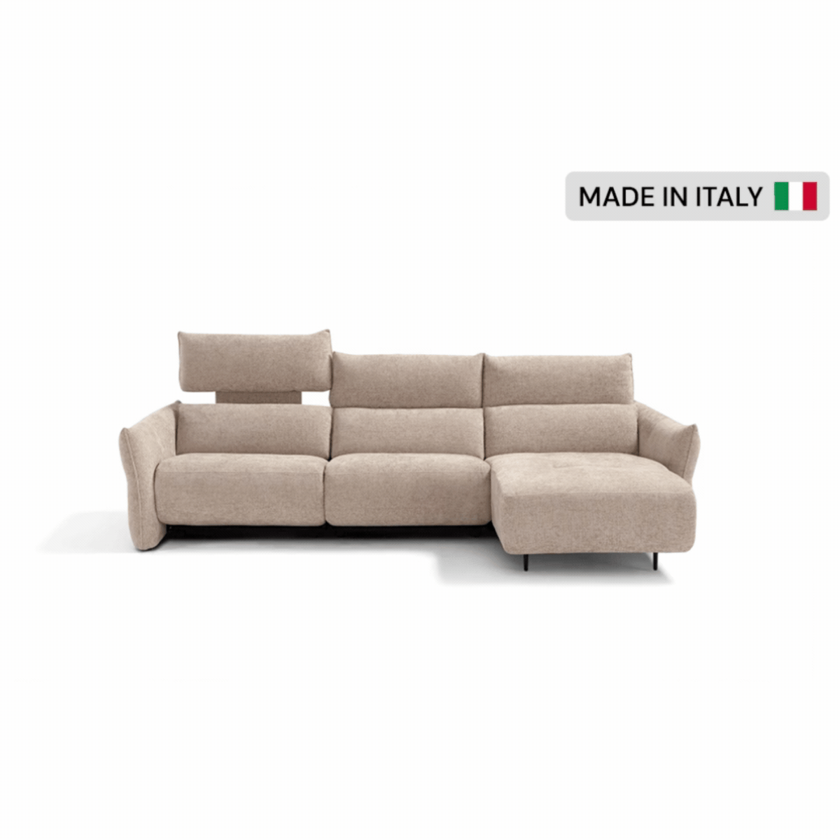 Klaussner Luminara L-Shape Beige Fabric Power Recliner Sectional Sofa