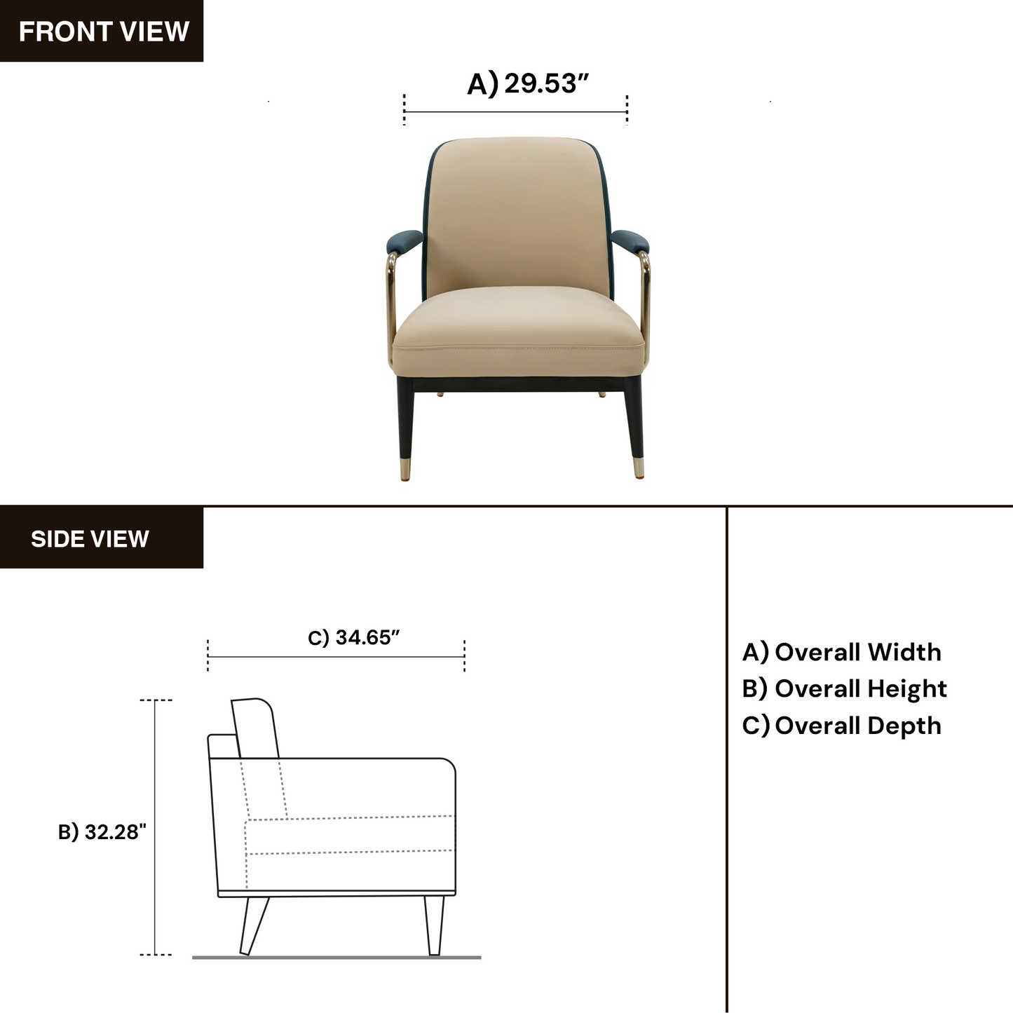 Klaussner Lusoria Leisure Leather Chair In Champagne Gold