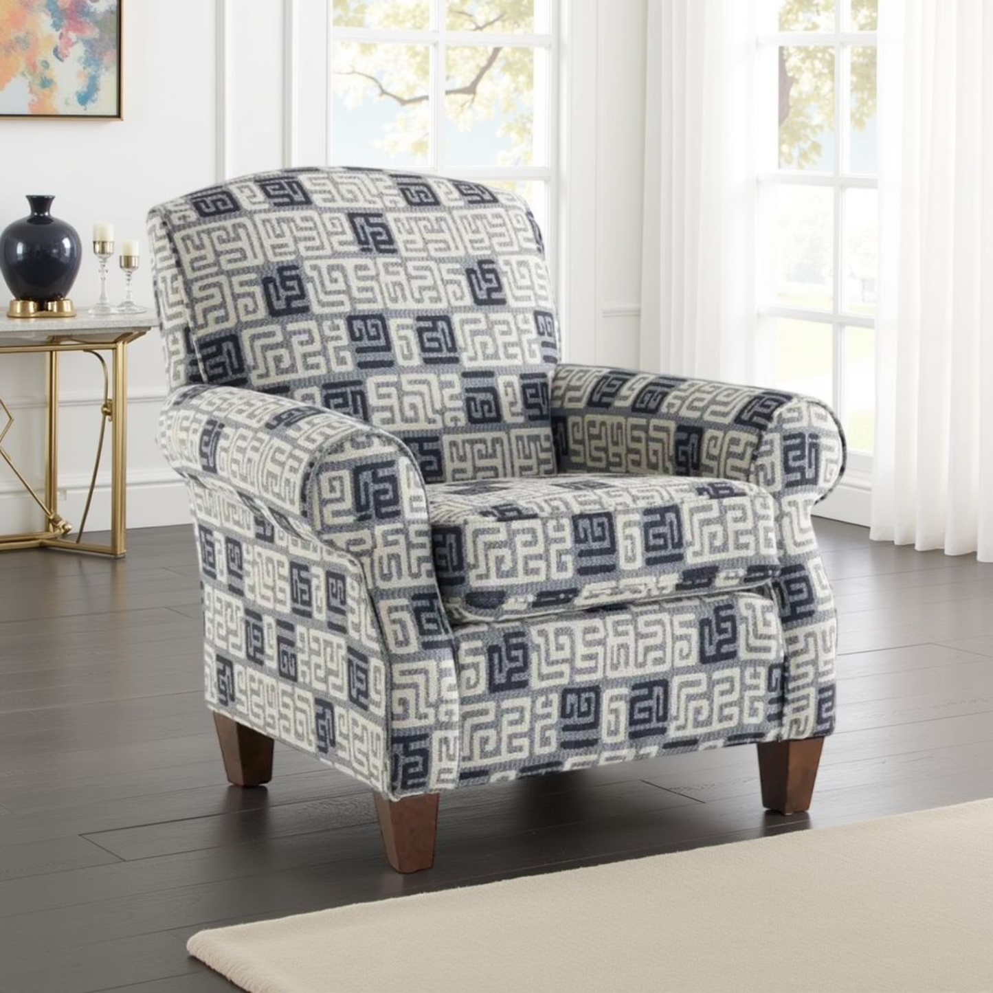 Klaussner Marie Fabric Accent Chair with Rolled Arms