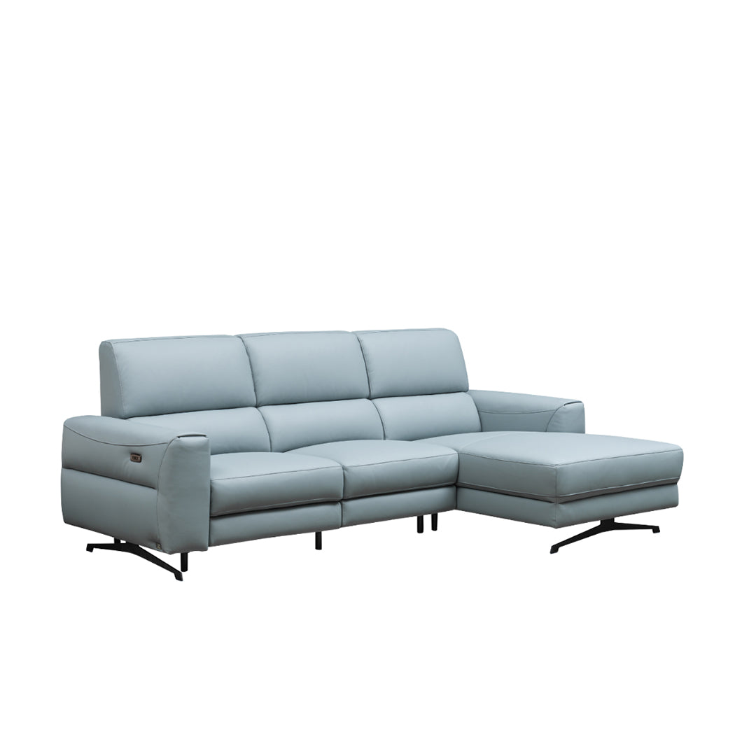 Klaussner Milano 3-Seater Blue Power Recliner Sofa with Chaise