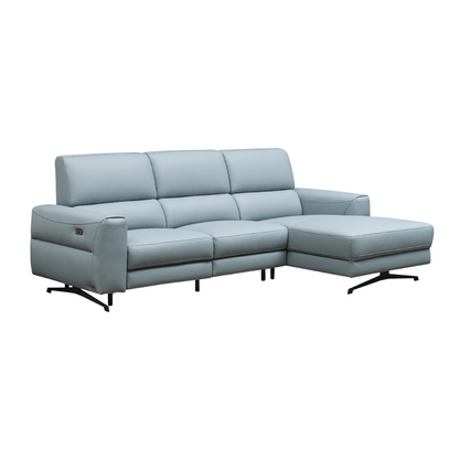 Klaussner Milano 3-Seater Blue Power Recliner Sofa with Chaise