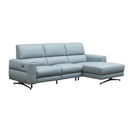 Klaussner Milano 3-Seater Blue Power Recliner Sofa with Chaise