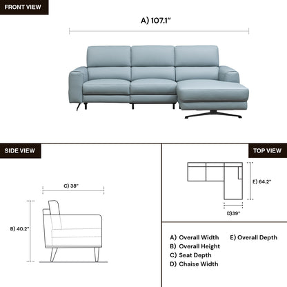 Klaussner Milano 3-Seater Blue Power Recliner Sofa with Chaise