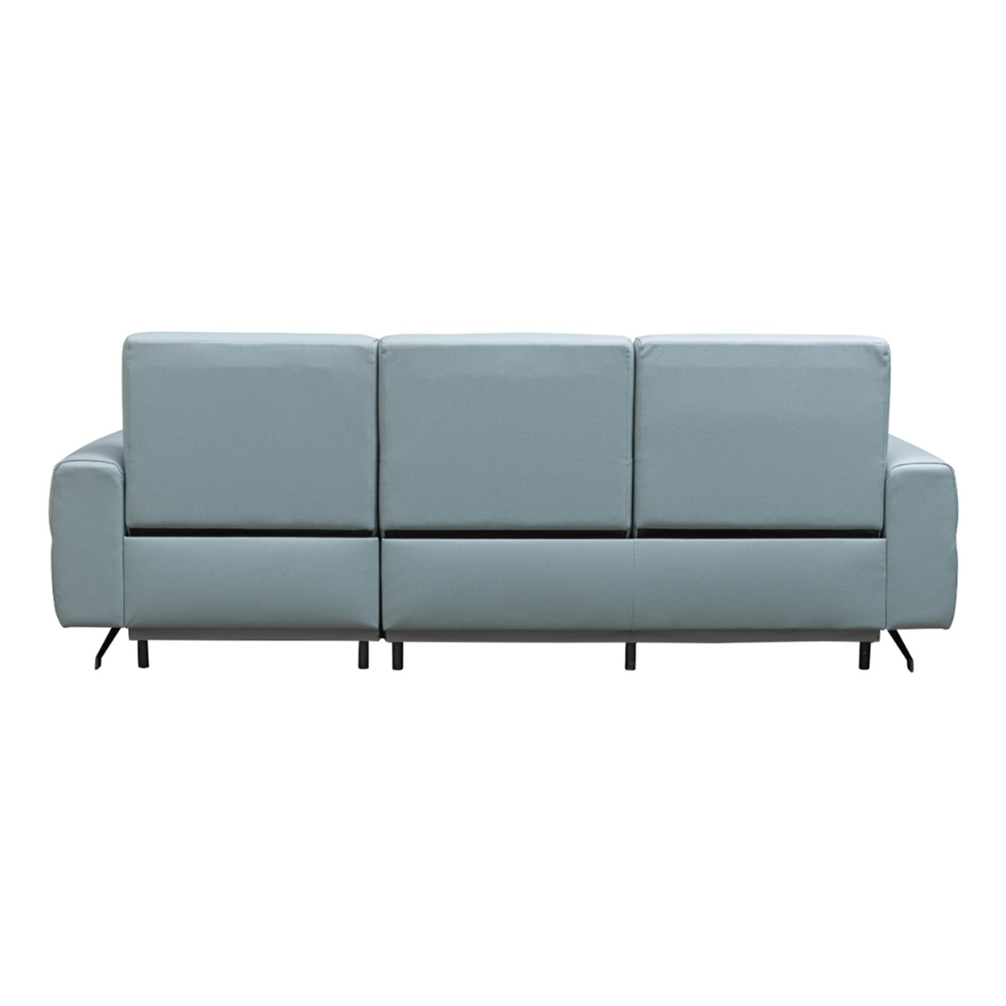 Back side angle view of Klaussner Milano Power Recliner Sofa with Chaise showing rear profile and construction for comfort design furniture