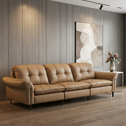 Klaussner Morbido Leather 3 Seater Tufted Back Stationary Sofa
