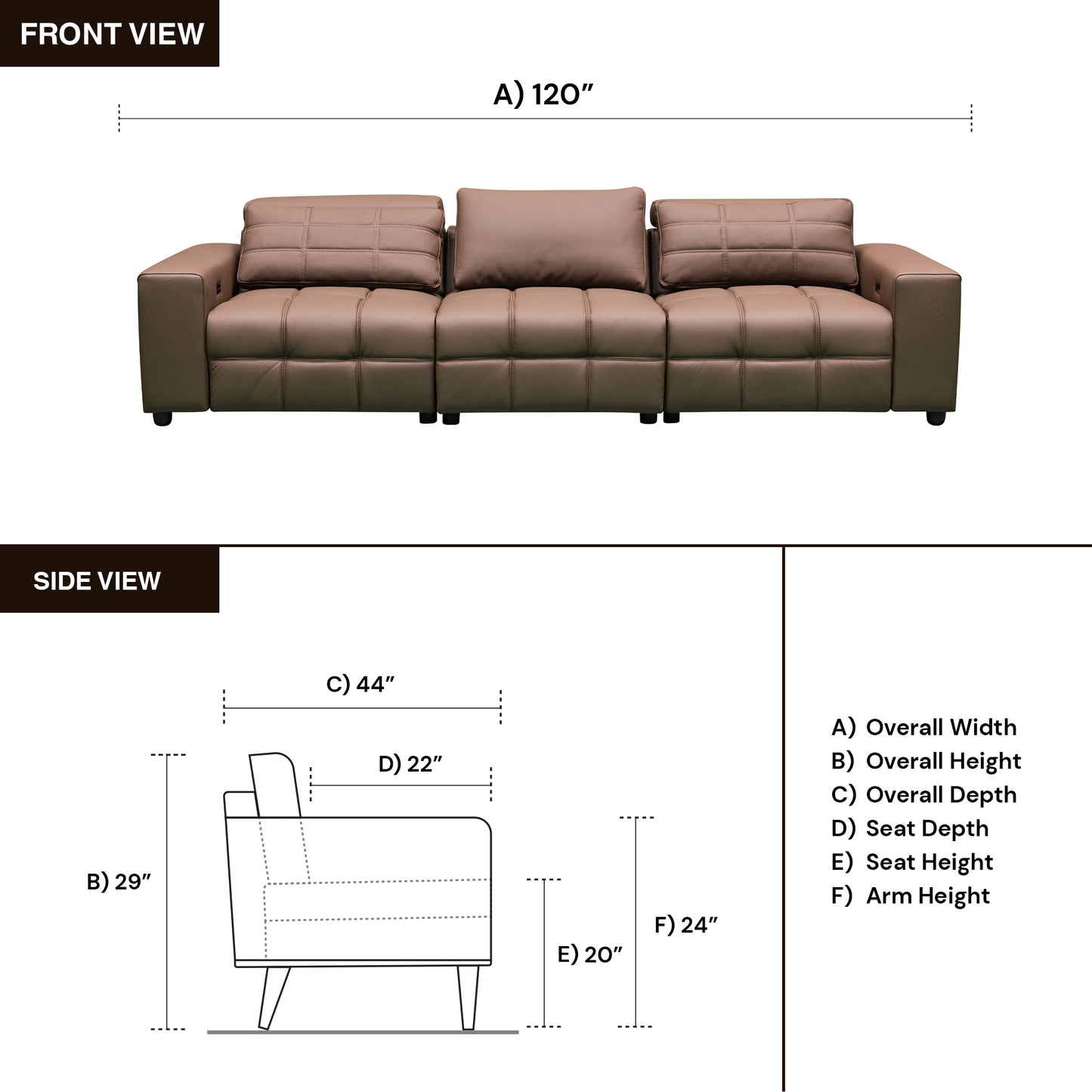 Klaussner Orlano 3-Seater Leather Power Reclining Sofa