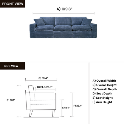 Klaussner Pacira Fabric 3-Seater Sofa with Ottoman