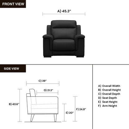 Klaussner Palermo Power Recliner Chair in Black with USB Port