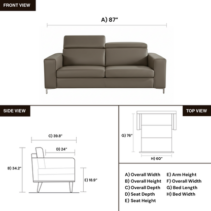 Klaussner Paris Queen Sleeper Sofa In Leather