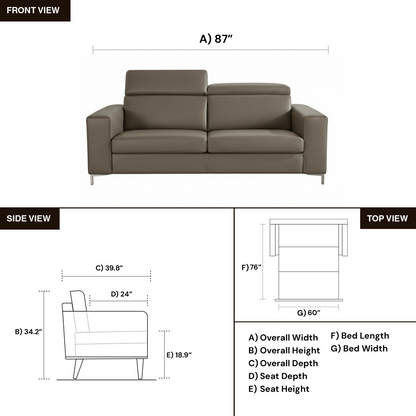 Klaussner Paris Queen Sleeper Sofa In Leather