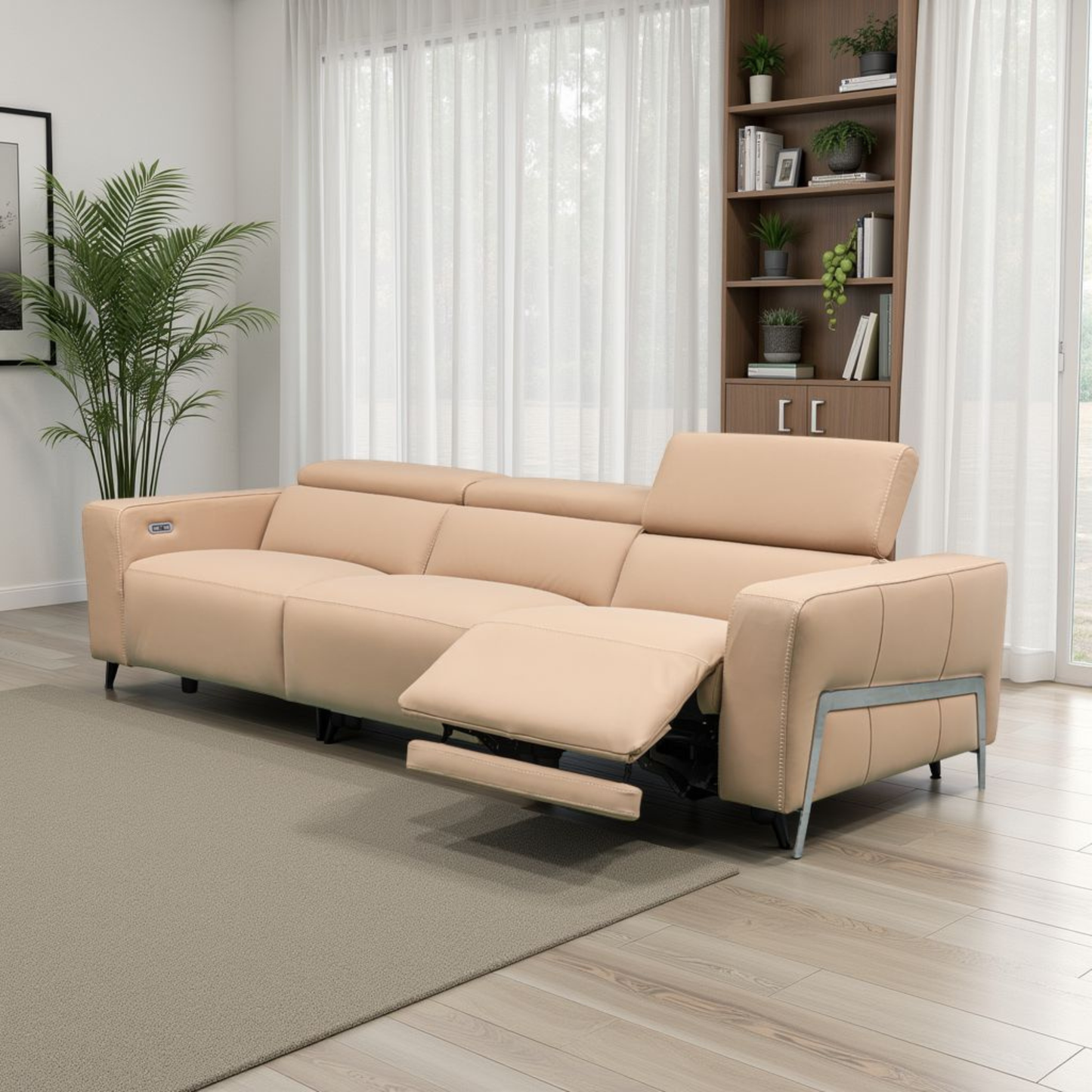 Prestigio 3-Seater Leather Power Reclining Sofa w/USB & Italian Design-Comfort Furniture