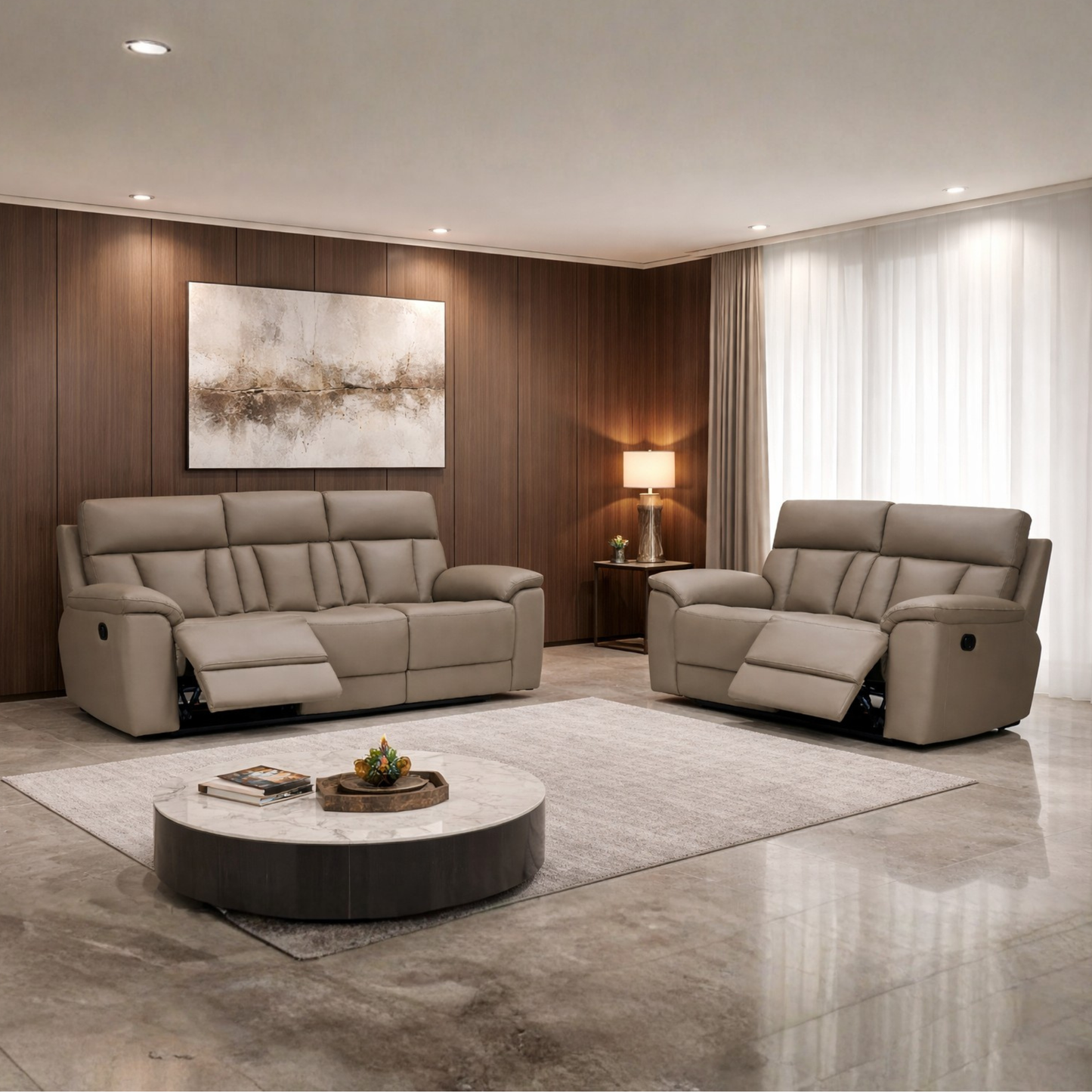 Klaussner Radioso Manual Reclining Leather Living Room Set