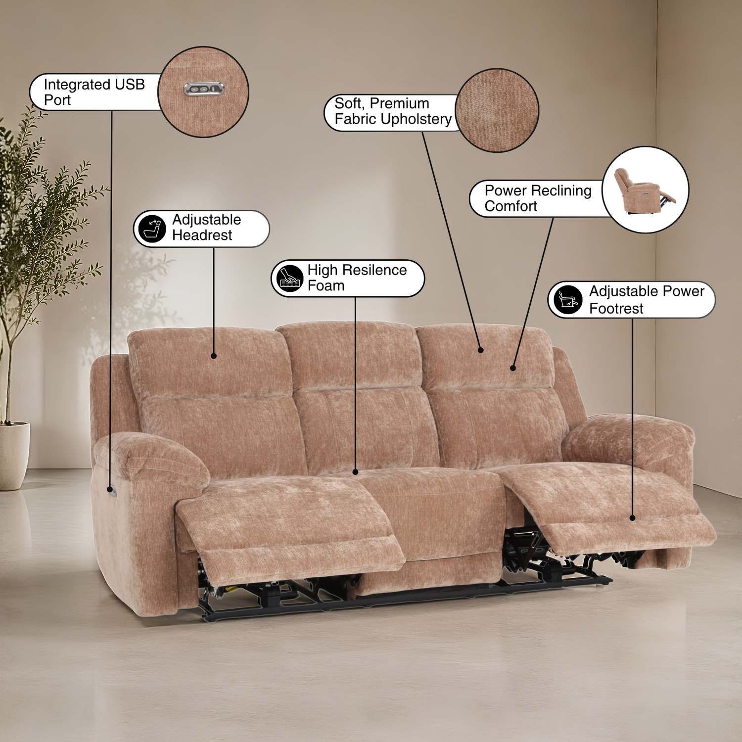 Klaussner Ravenwood Fabric Power Reclining Sofa-Comfort Designer Furniture