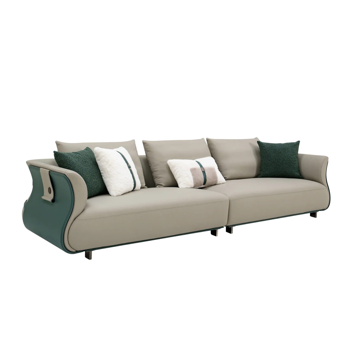 Klaussner Ricordo 4 Seater Beige Leather Sofa in Two-Tone Design