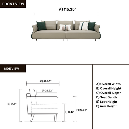 Klaussner Ricordo 4 Seater Beige Leather Sofa in Two-Tone Design
