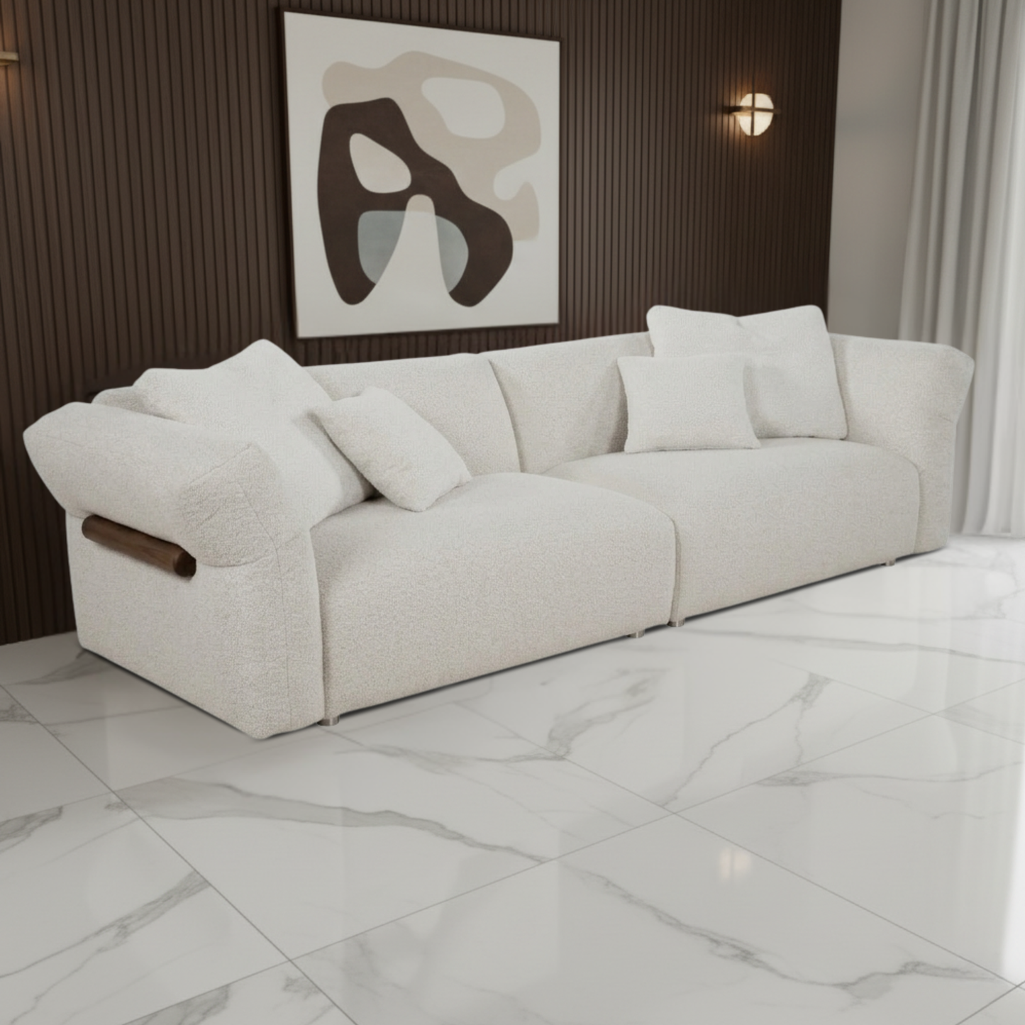 Klaussner Rivello White Fabric 3-Seater Sofa