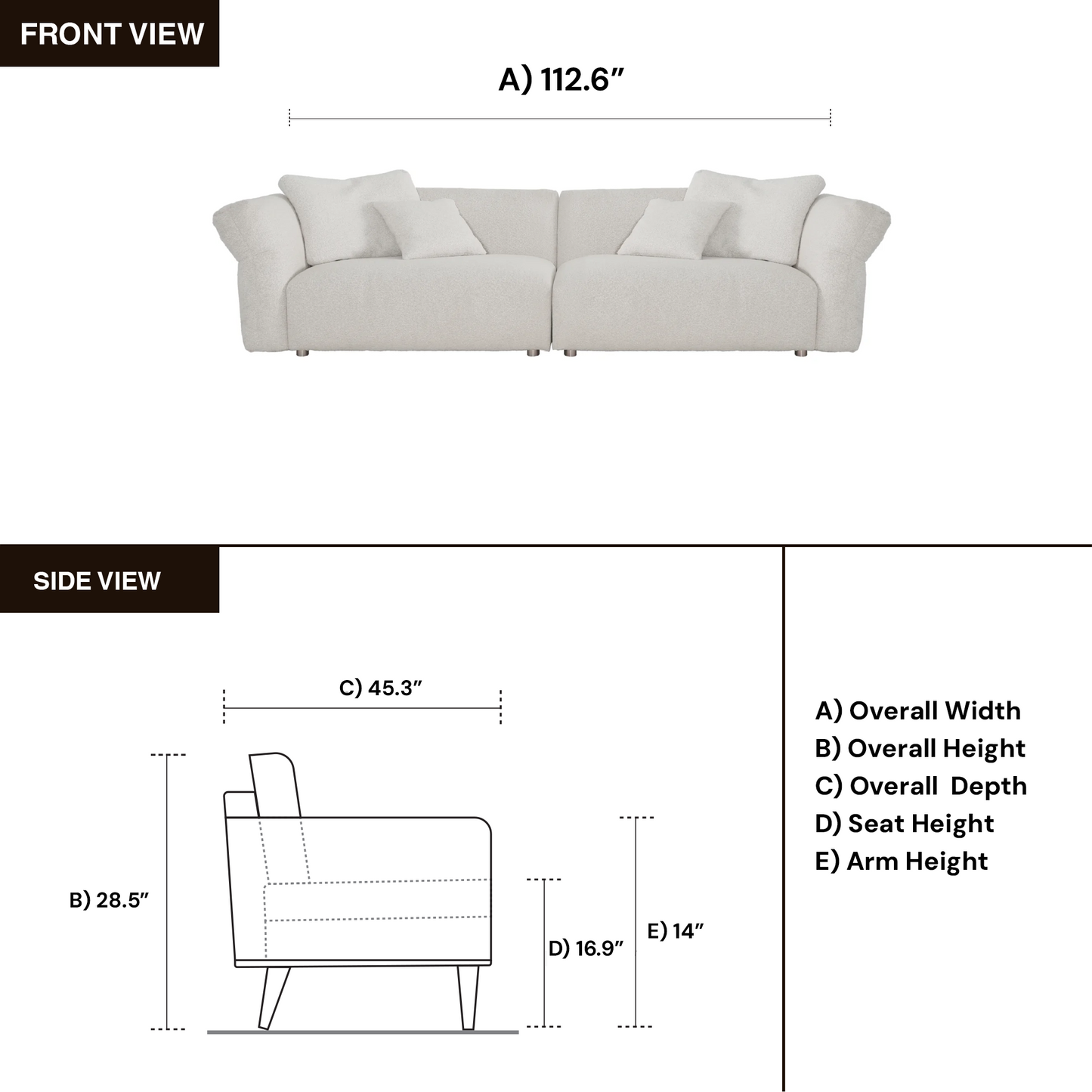 Klaussner Rivello White Fabric 3-Seater Sofa