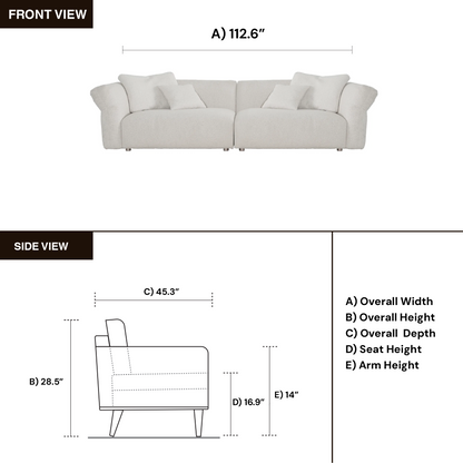 Klaussner Rivello White Fabric 3-Seater Sofa
