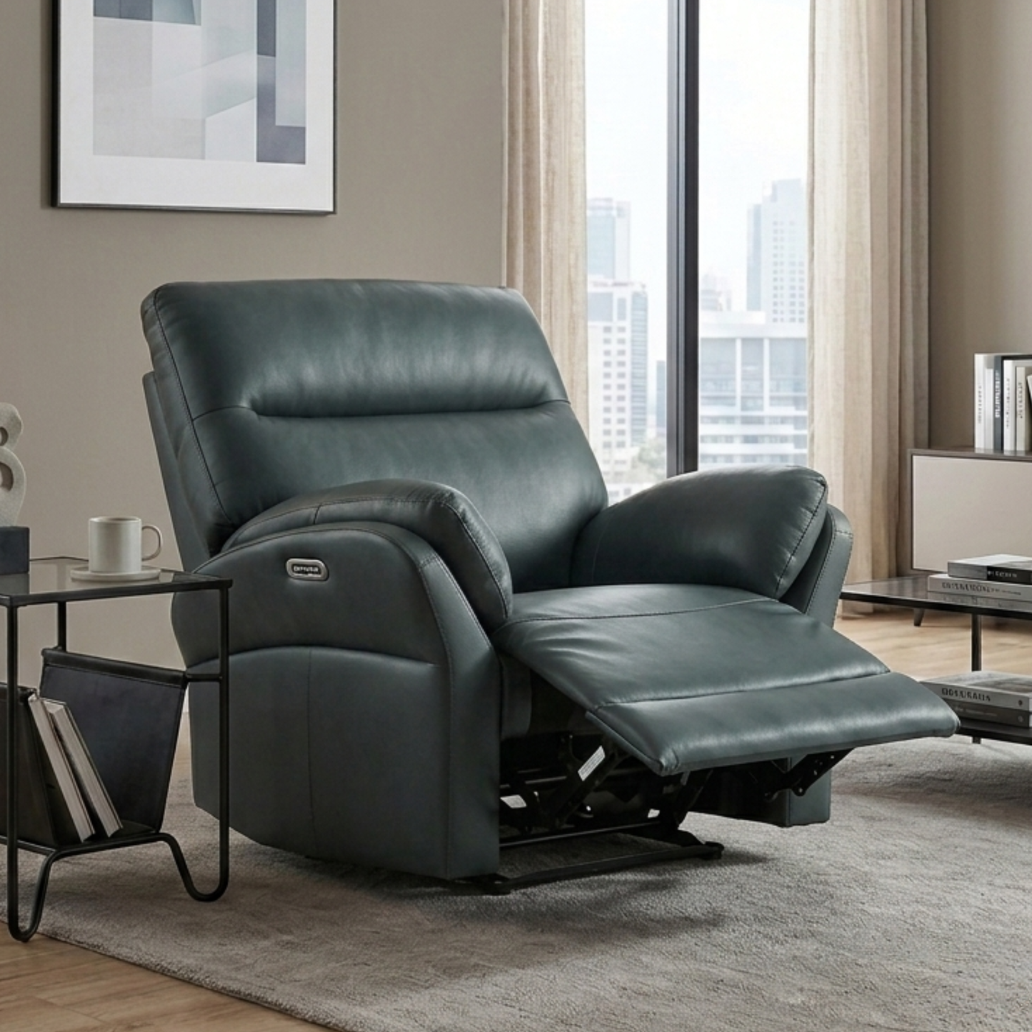 Klaussner Riverton Leather Reclining Chair with USB Port-Comfort Design Furniture