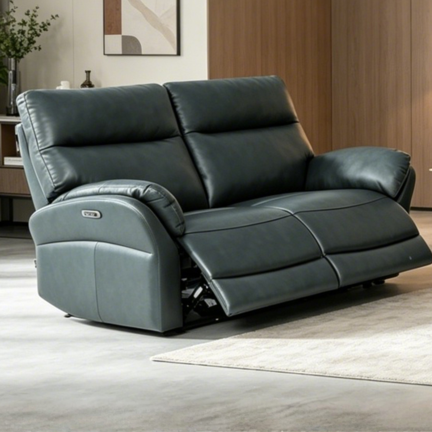 Klaussner Riverton Leather Reclining Loveseat with USB Port-Comfort Design Furniture