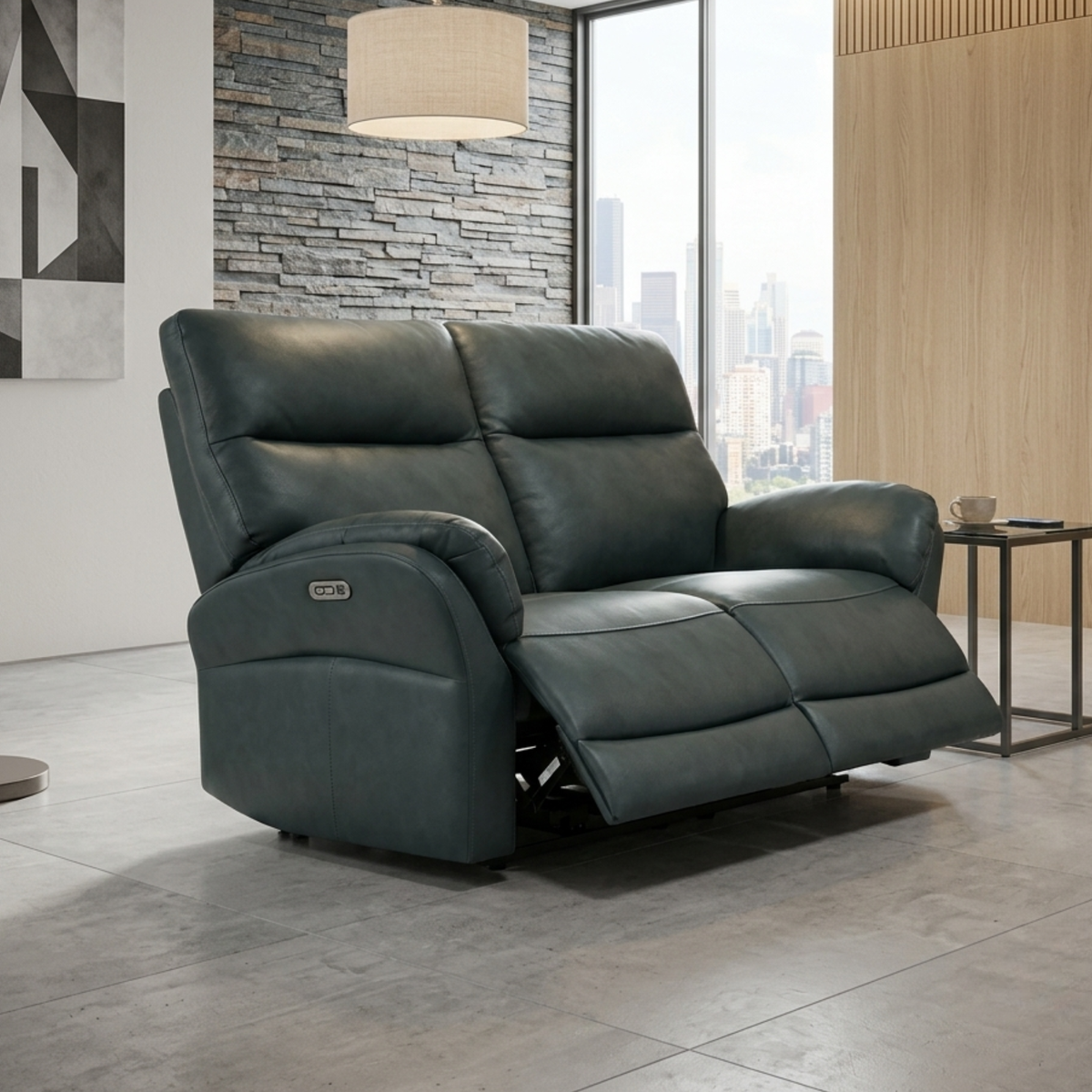Klaussner Riverton Leather Reclining Loveseat with USB Port