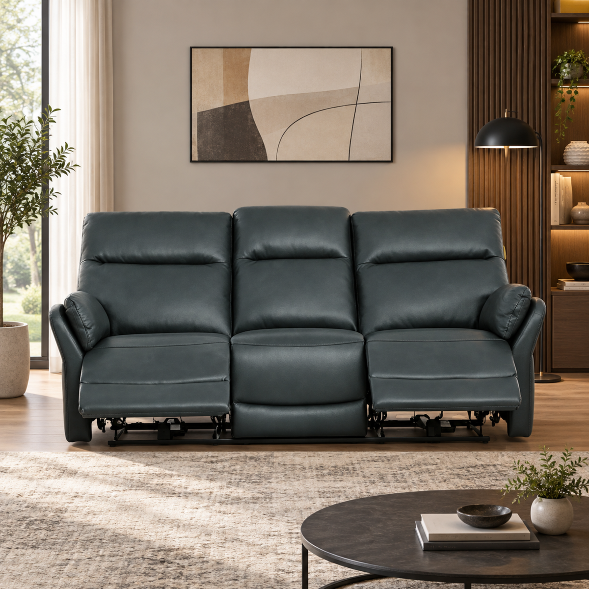 Klaussner Riverton Leather Reclining Sofa with USB Port
