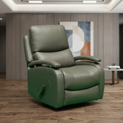 Klaussner Rosen Leather Swivel Glider Manual Recliner Chair